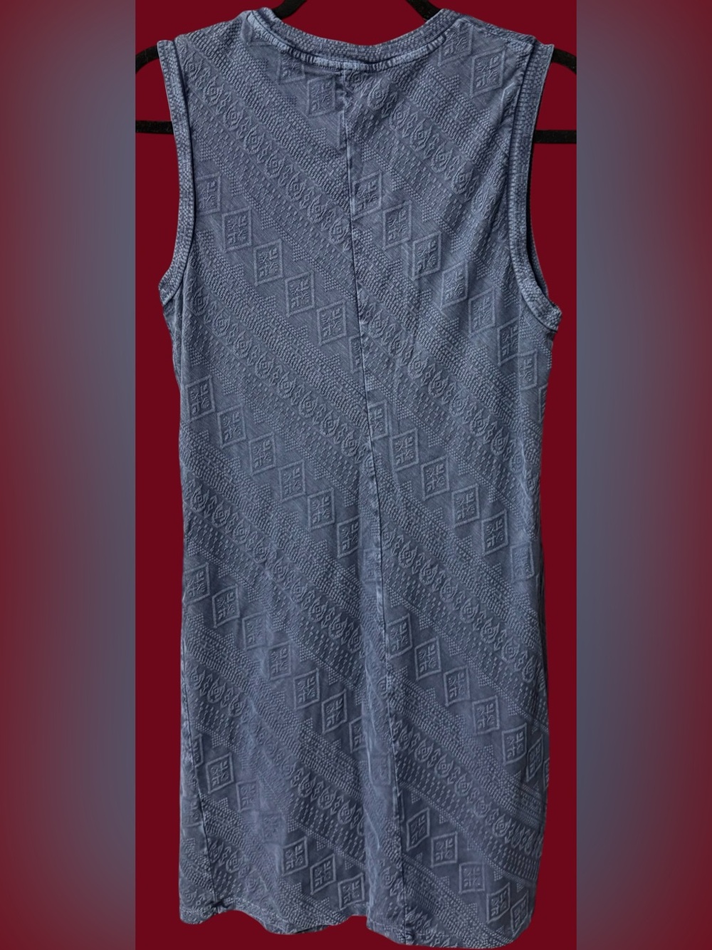 Lucky brand women size medium sleeveless shift tank top mini dress textured blue - Picture 2 of 4